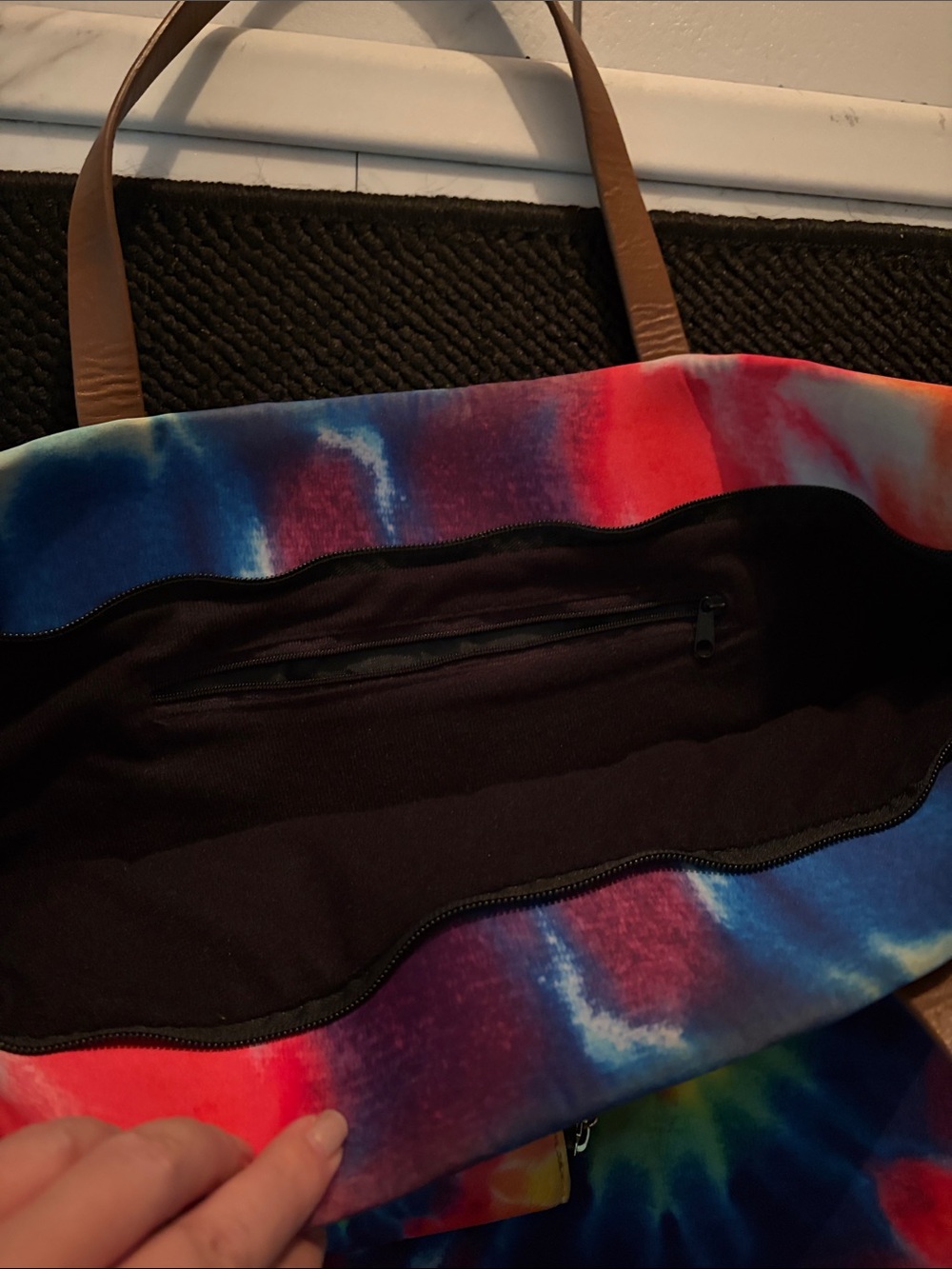 Tie-Dye Canvas Tote Bag with Matching Wallet - Multicolor - Picture 4 of 5